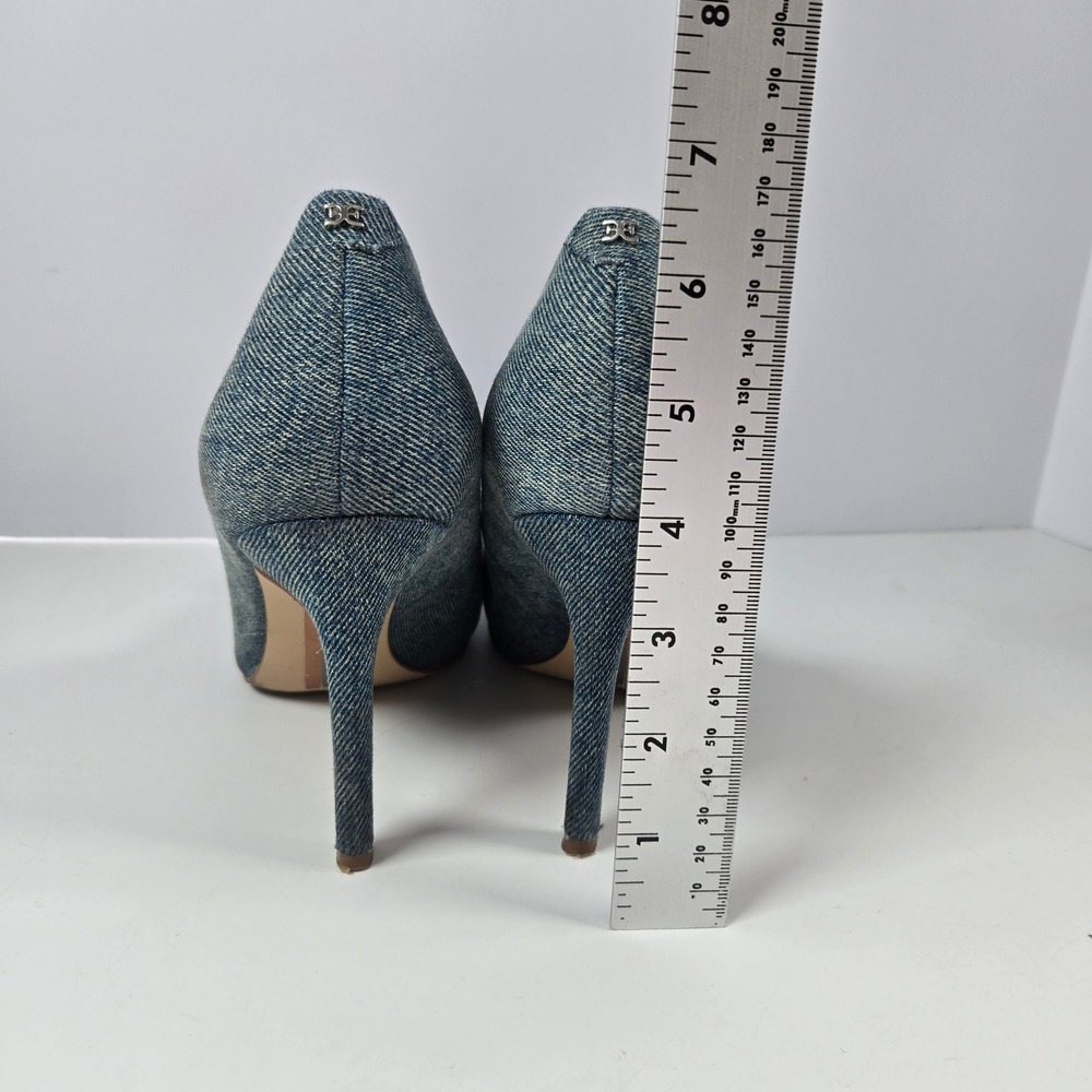 Sam Edelman Pumps Women 8 Blue Denim Beaded Buckle Hazel Stiletto Heels Pointed - Picture 9 of 9
